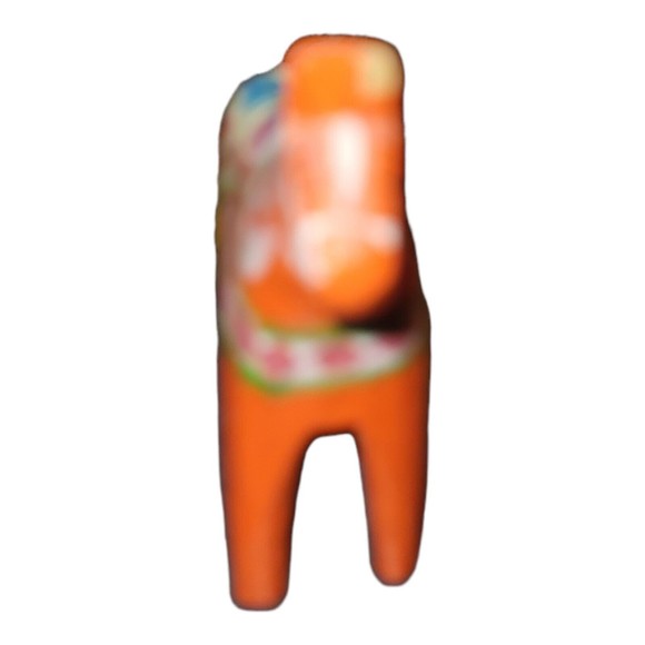 Vintage Orange Dala Miniature Horse Swedish Folk Art Hand Painted Dollhouse - Picture 3 of 9